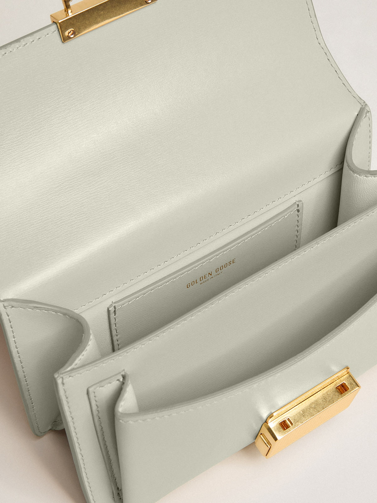 Small Venezia Bag in mineral-gray boarded leather with gold details - Golden Goose Women