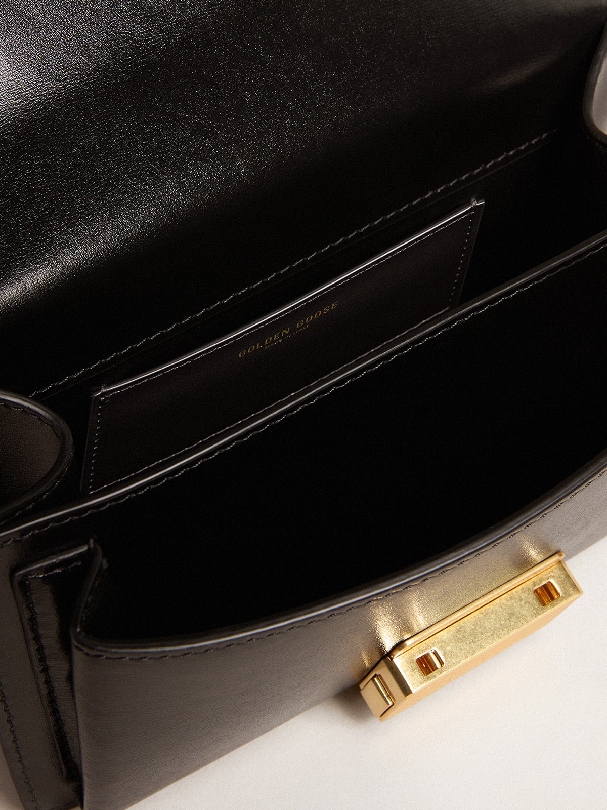 Small Venezia Bag in black boarded leather with gold details - Golden Goose Women