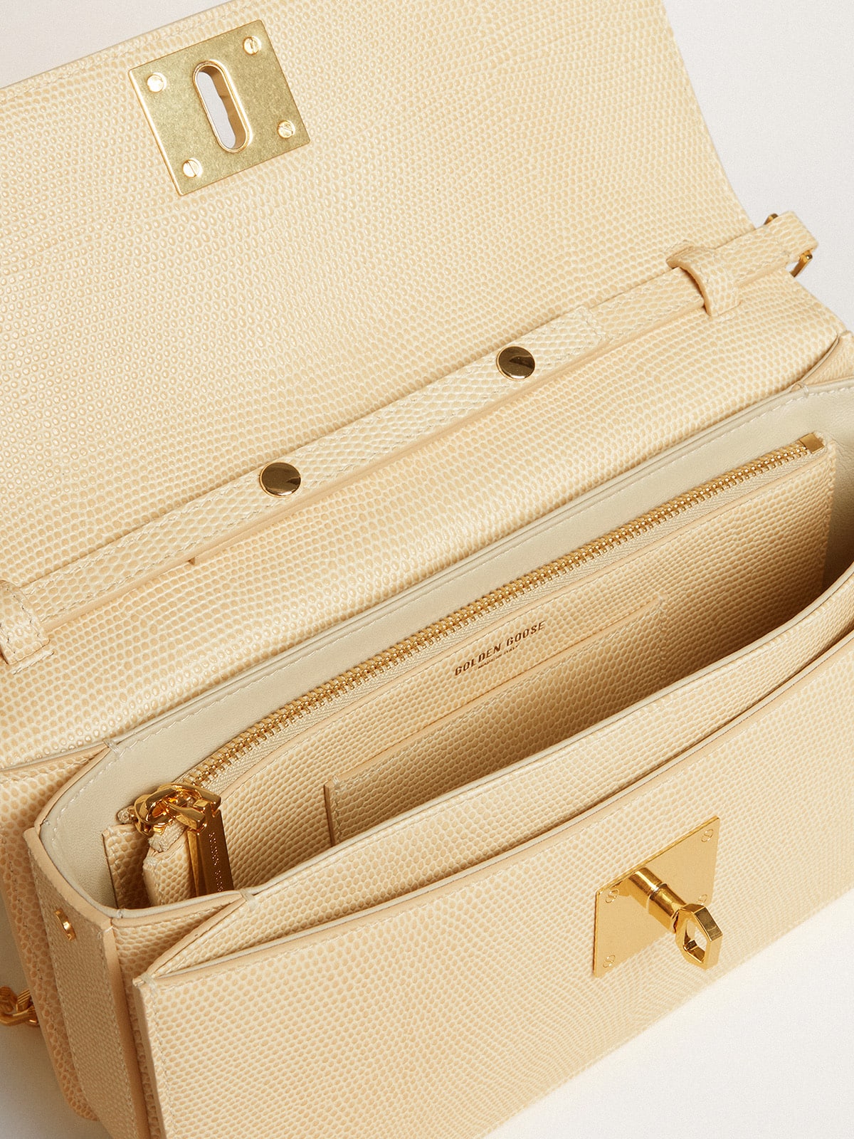 Gioia Bag in vanilla-colored sheepskin leather with gold details - Golden Goose Women
