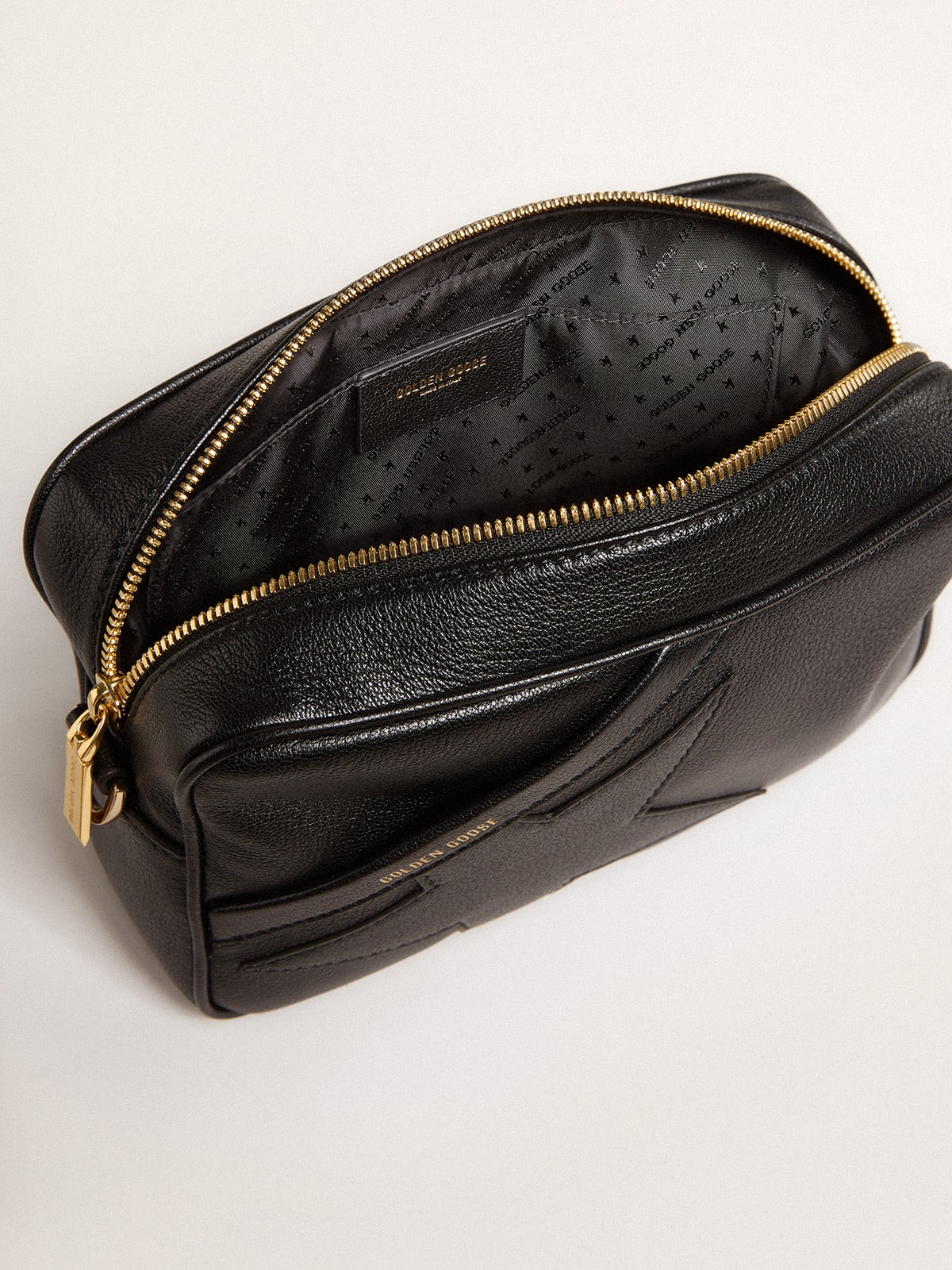 Star Bag in black leather with tone-on-tone star - Golden Goose Women