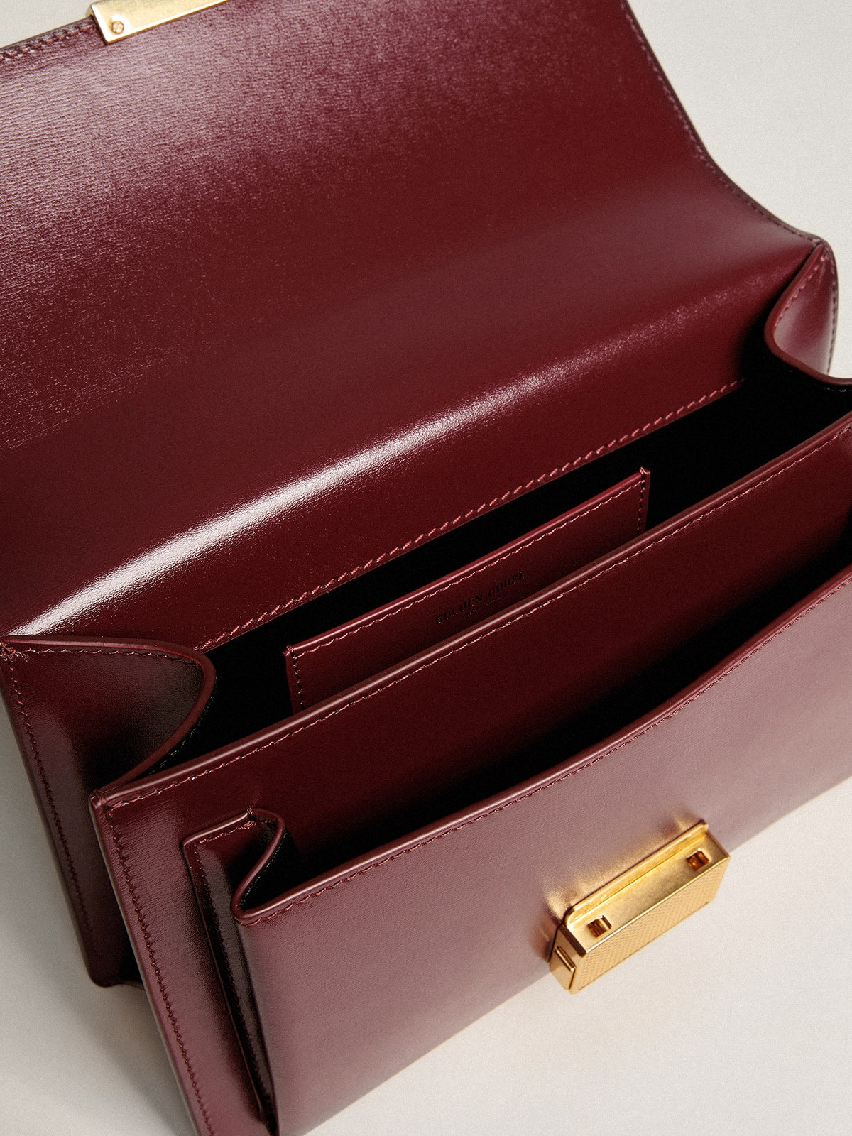 Venezia Bag in burgundy boarded leather with gold details - Golden Goose Women