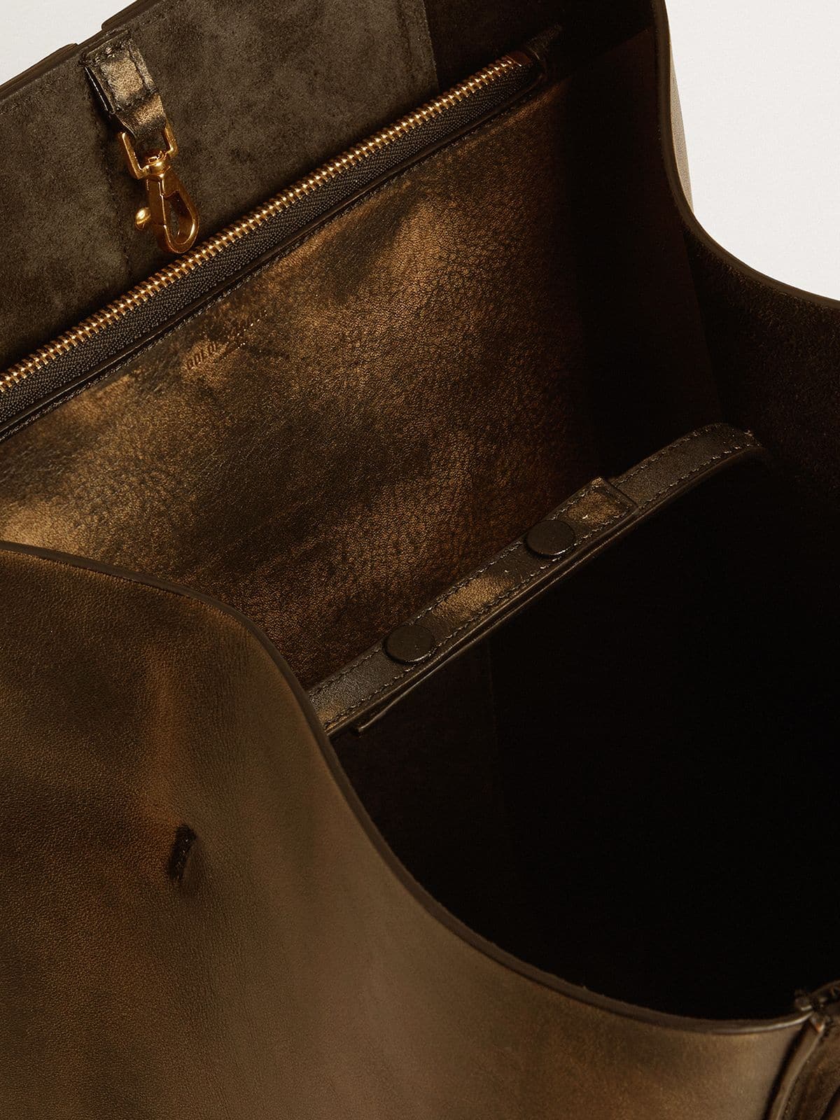 24/7 Bag North South in black distressed leather with adjustable handles - Golden Goose Women