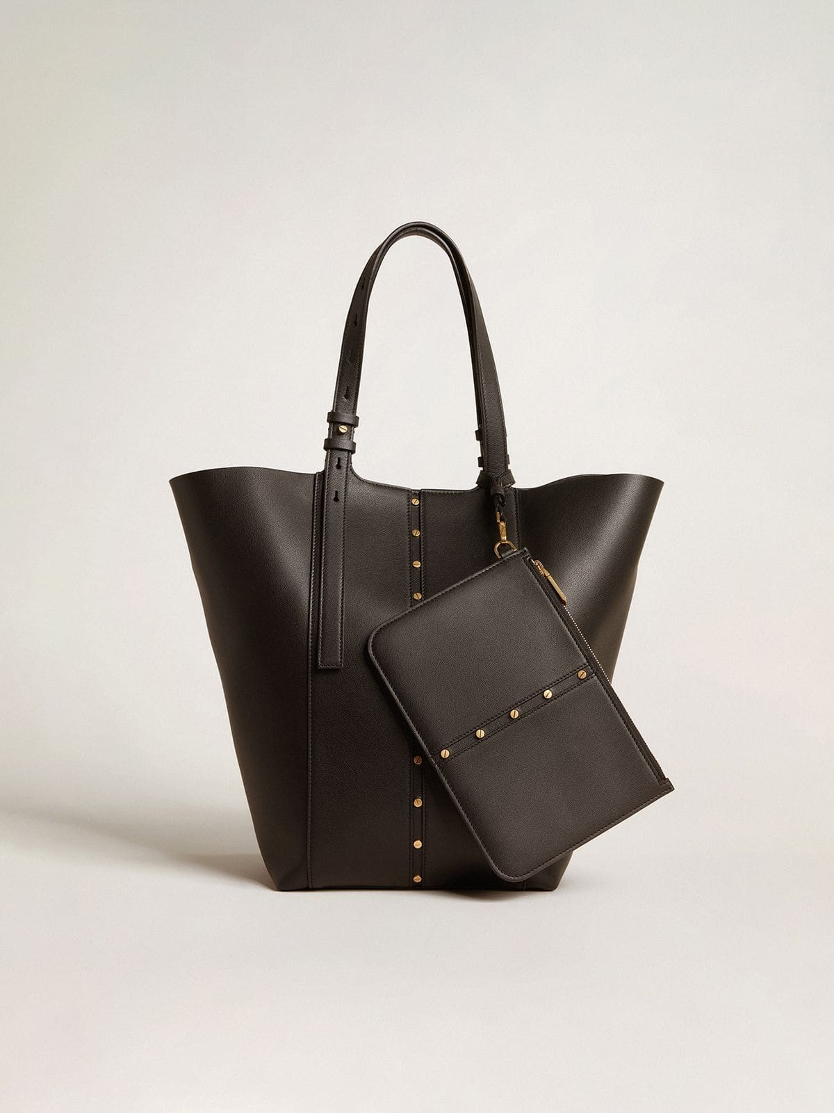 24/7 Bag North South in black leather with adjustable handles - Golden Goose Women
