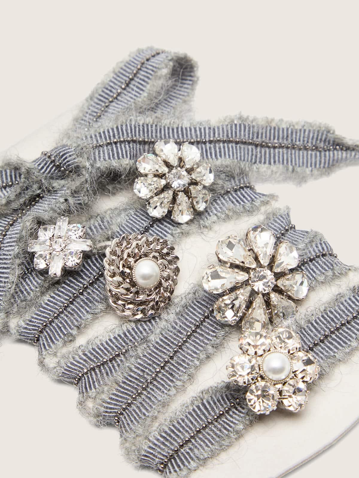 Skins gray laces with mohair trim and crystal charms - Golden Goose Women|Men