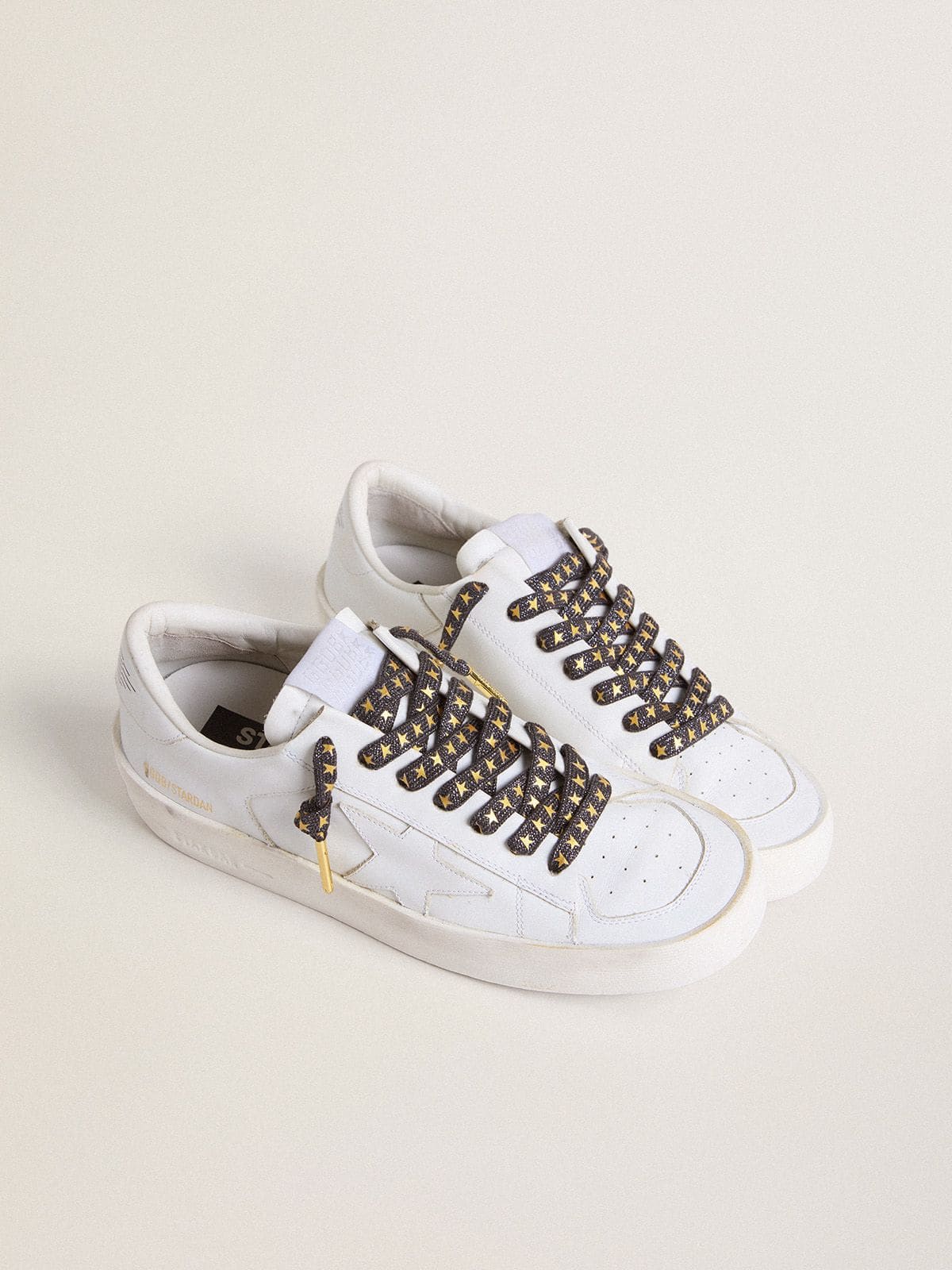 Dark gray Lurex laces with contrasting gold stars - Golden Goose Women|Men