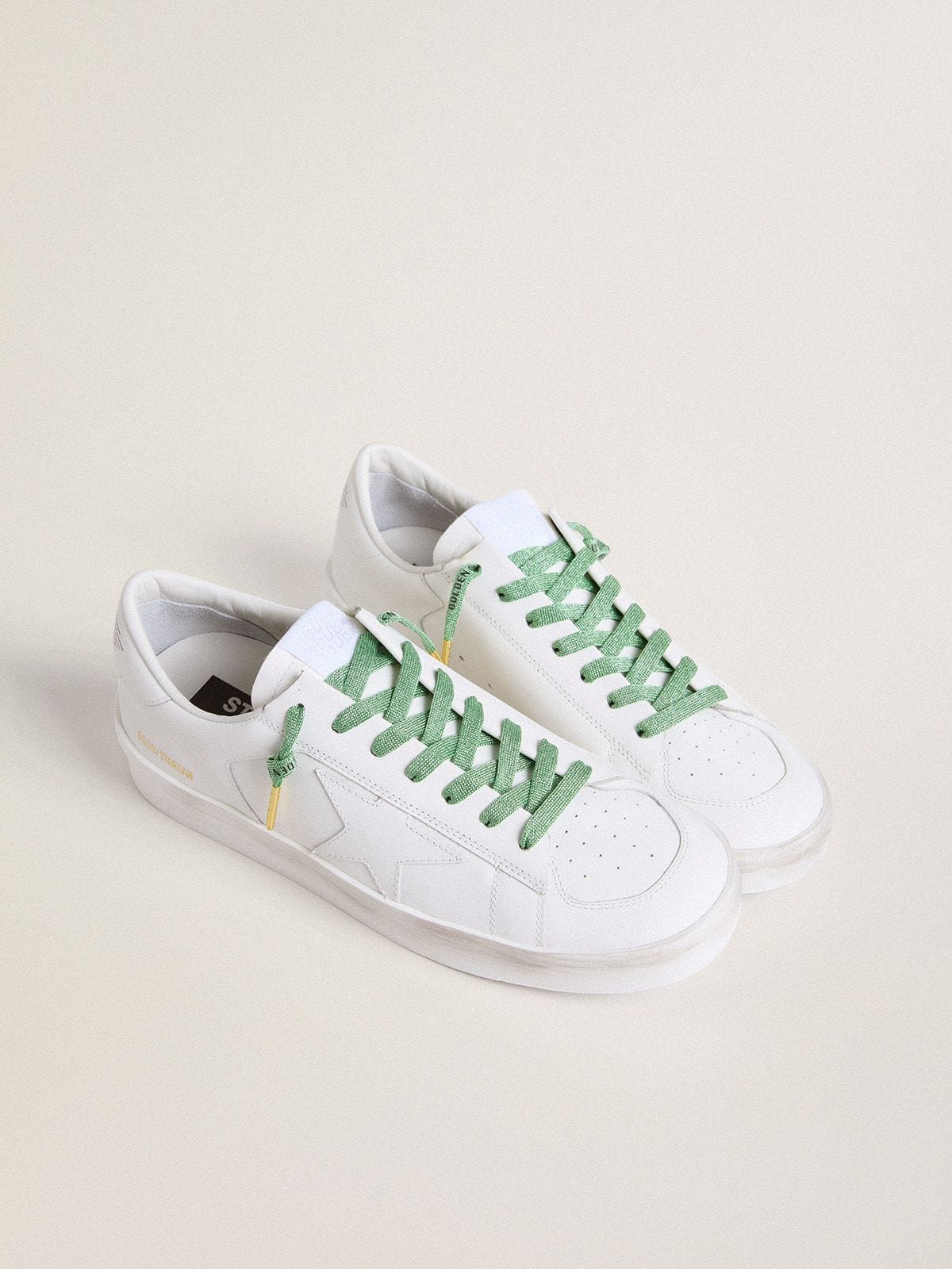 Aqua-green Lurex laces with contrasting black logo - Golden Goose Women|Men