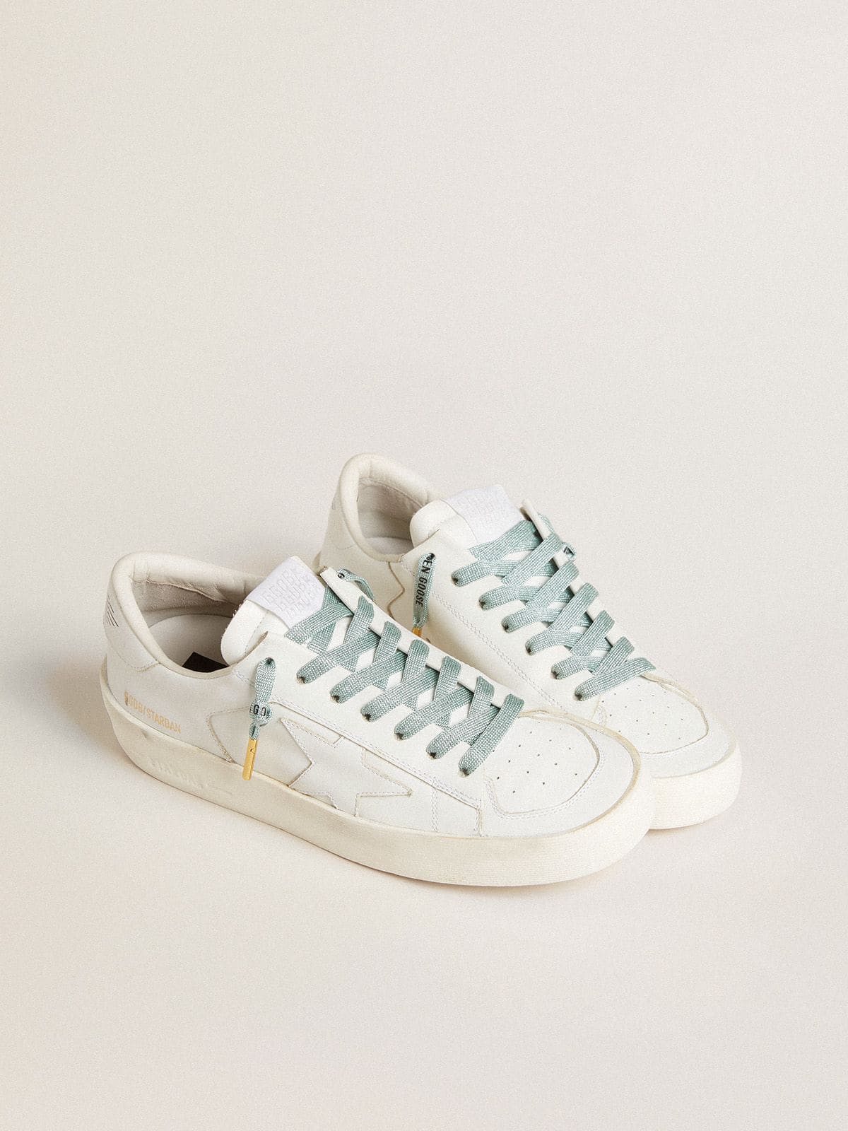 Gray Lurex laces with contrasting black logo - Golden Goose Women|Men
