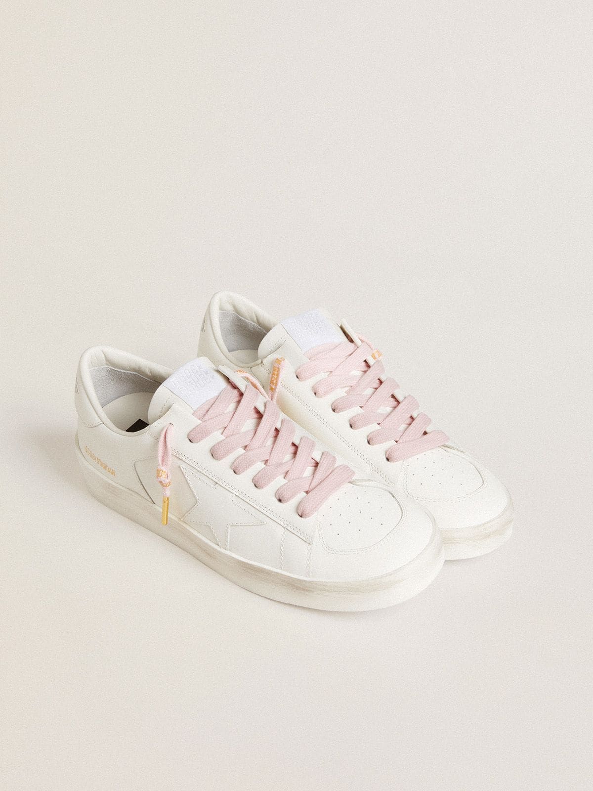 Pink cotton laces with contrasting gold-colored logo - Golden Goose Women|Men
