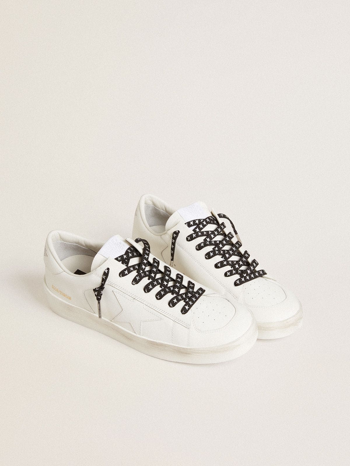 Black cotton laces with contrasting silver stars - Golden Goose Women|Men