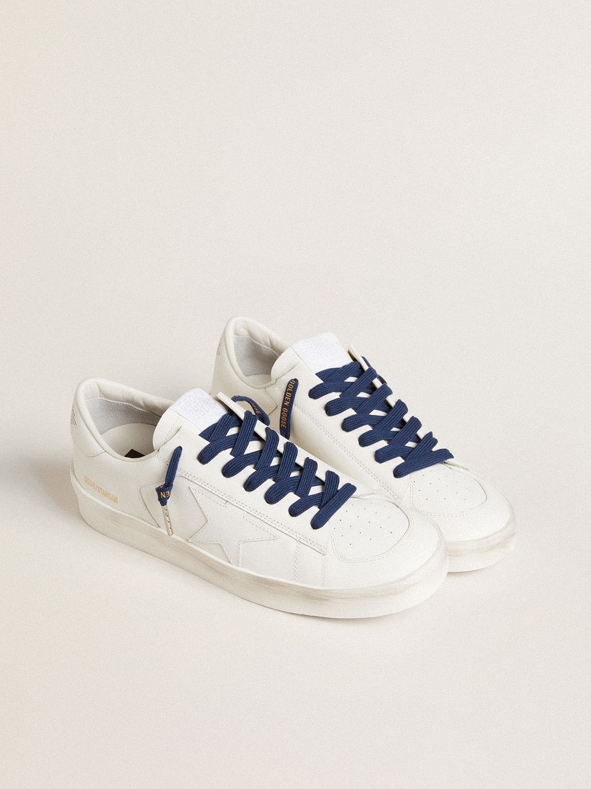 Navy blue cotton laces with contrasting gold logo - Golden Goose Women|Men
