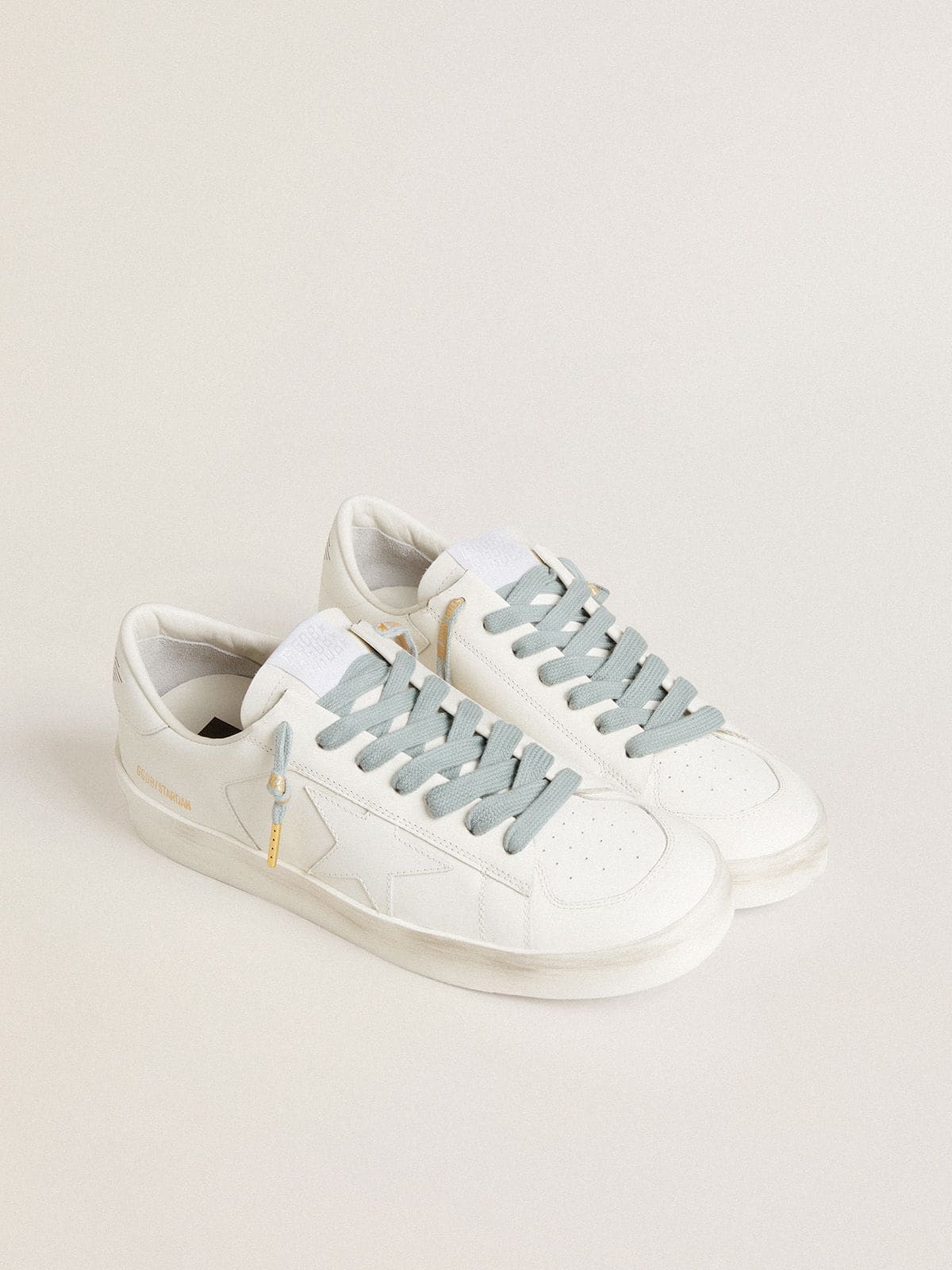 Light-blue cotton laces with contrasting gold-colored logo - Golden Goose Women|Men