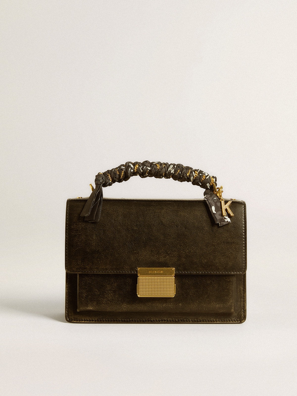Black braided fabric charm with brass chain - Golden Goose Women