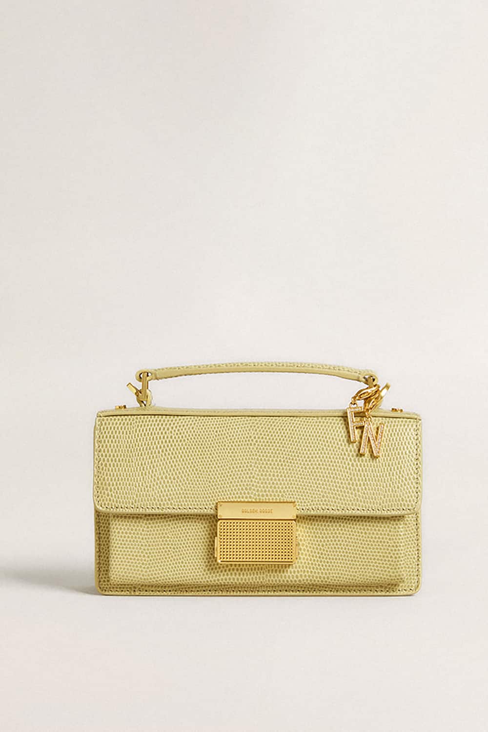 Letter N charm in gold-colored brass with crystals - Golden Goose Women