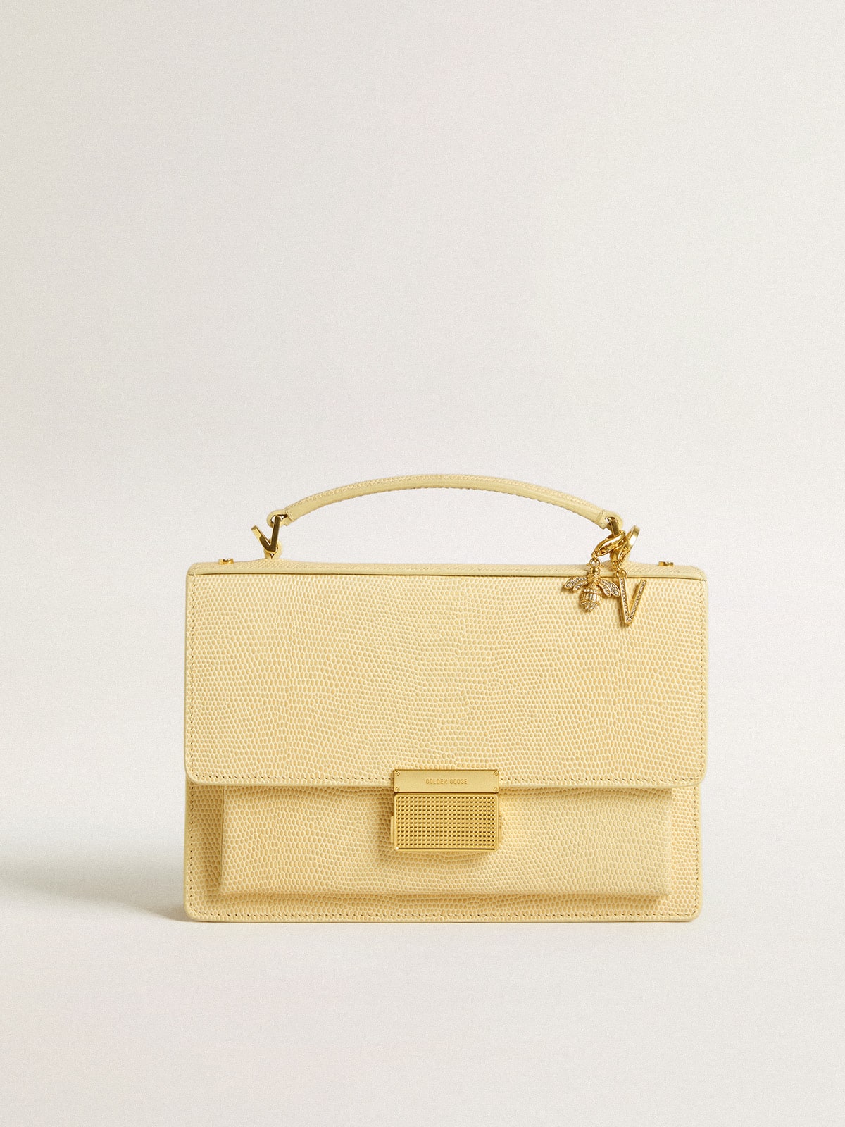Bee-shaped charm in gold-colored brass with crystals - Golden Goose Women