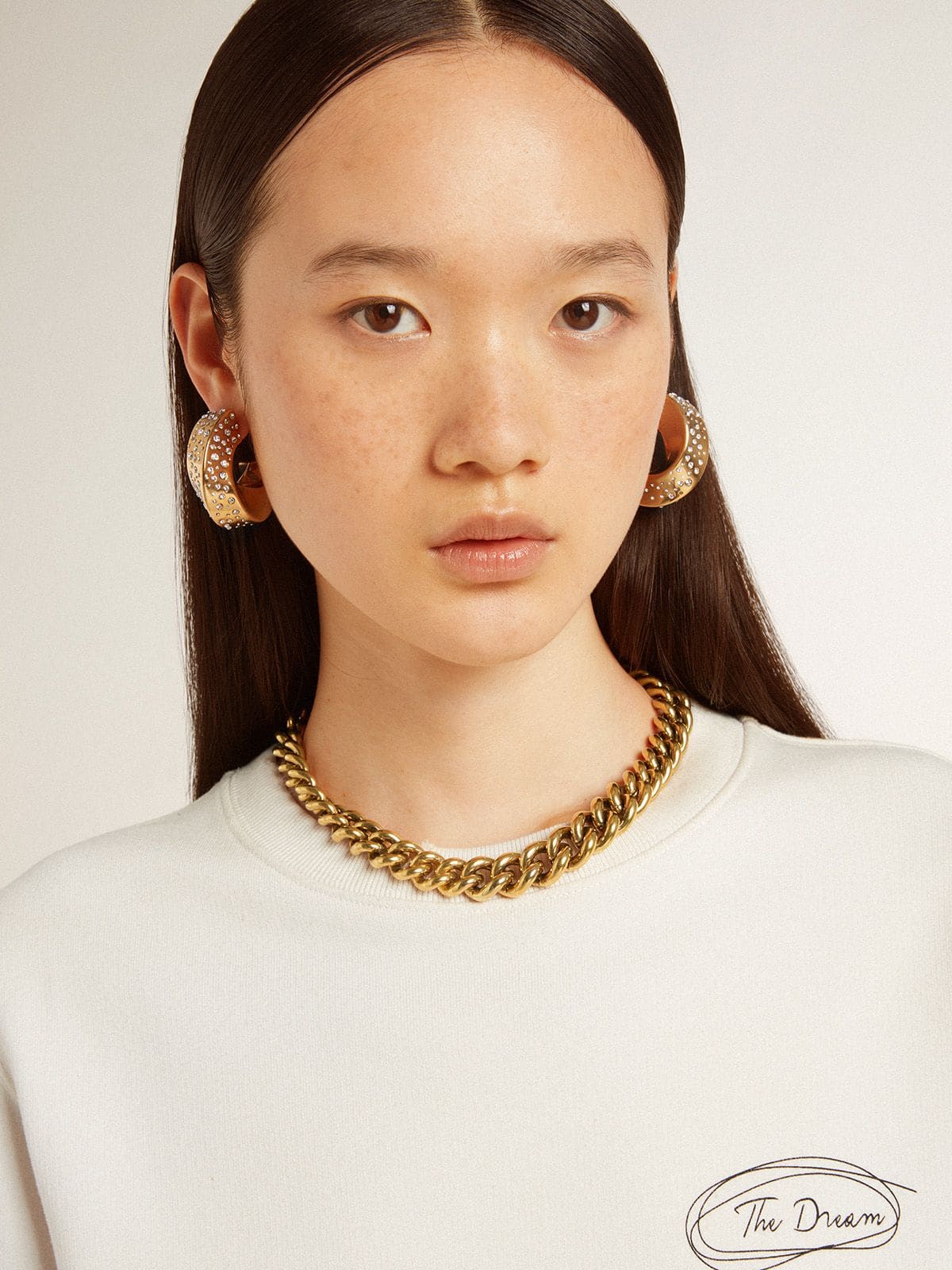 Necklace in antique gold decreasing chain with star-shaped clasp - Golden Goose Women
