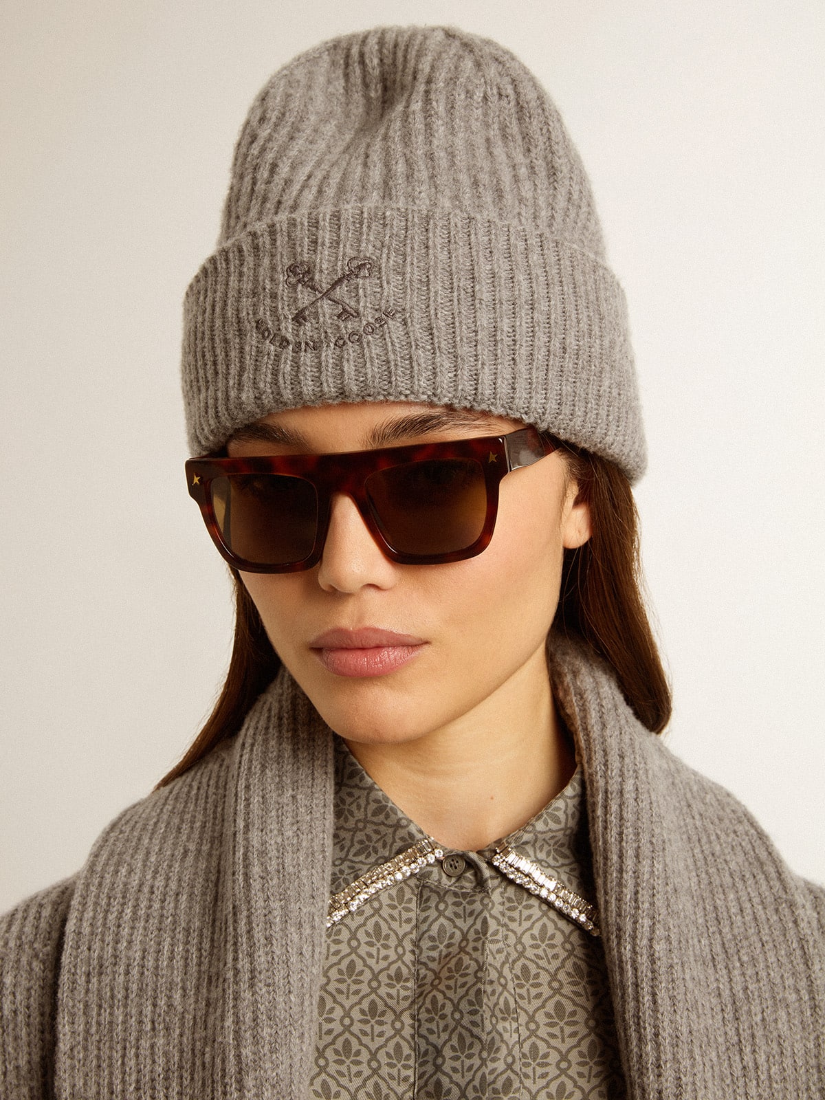 Gray ribbed wool beanie - Golden Goose Women|Men