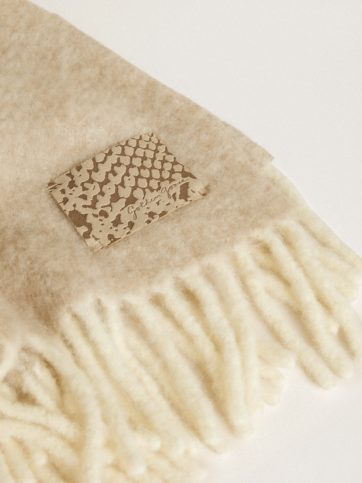 CNY scarf in beige alpaca wool with fringe - Golden Goose Women|Men