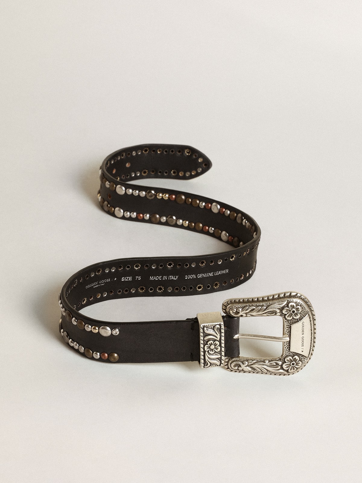 Women's belt in black leather with studs - Golden Goose Women