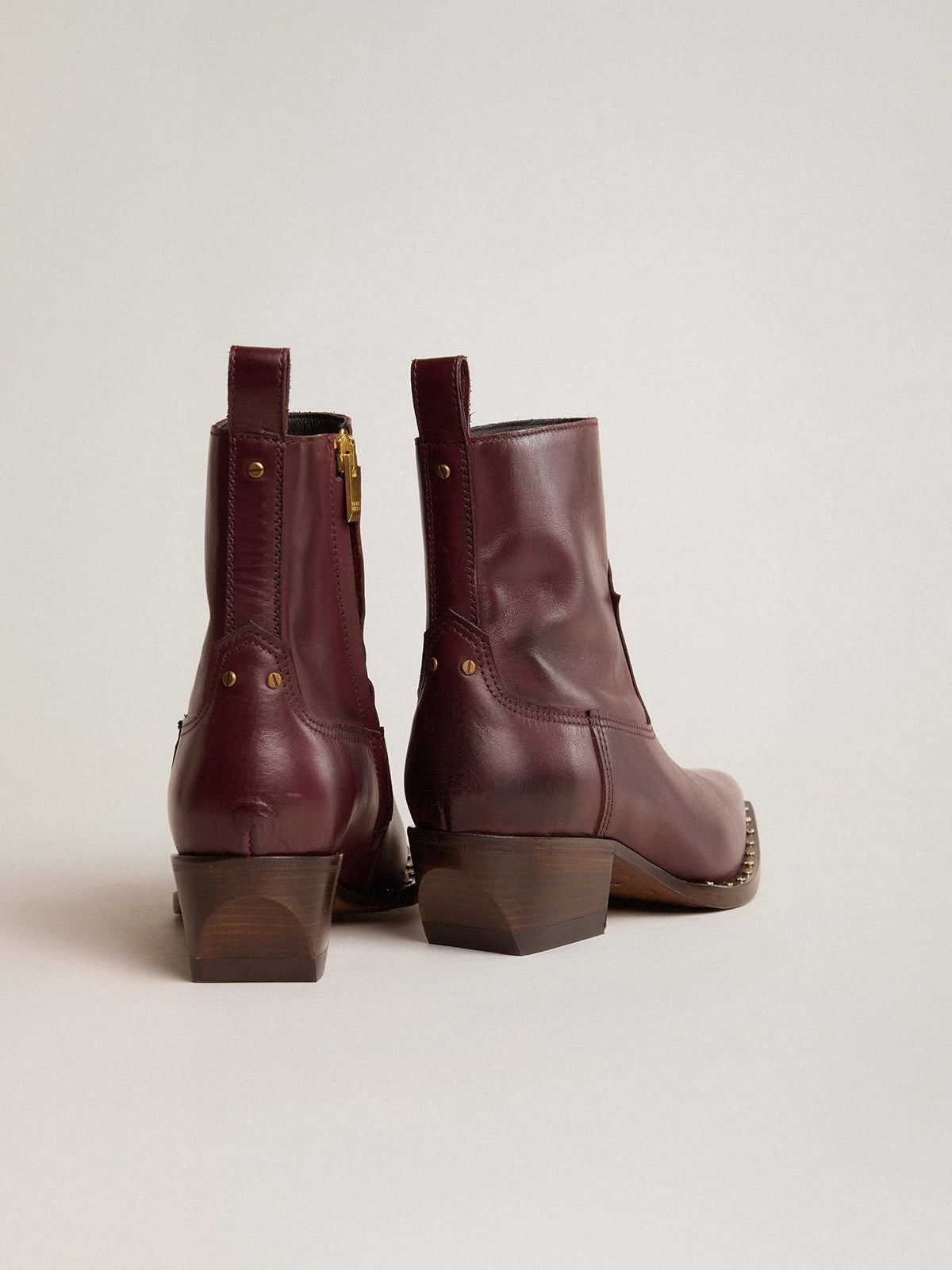 Womens's low Debbie boots in burgundy leather - Golden Goose Women