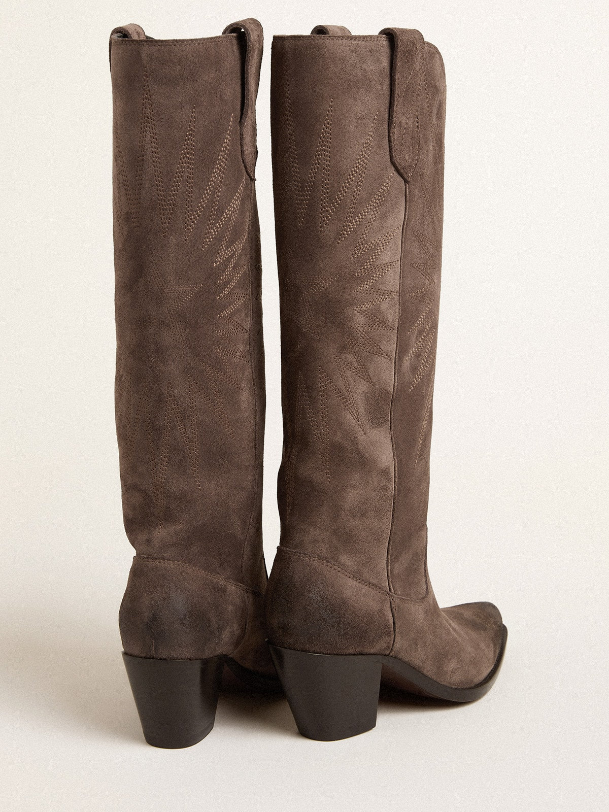 Wish Star boots in dark brown suede with tone-on-tone inlay star - Golden Goose Women