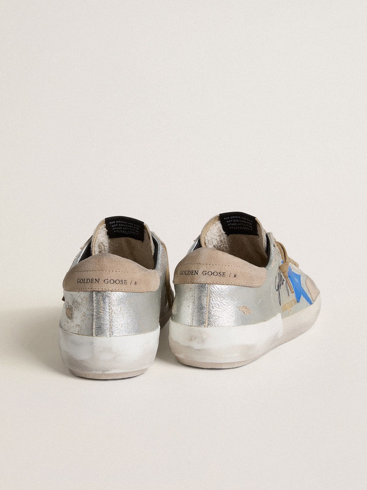 Men's Super-Star LTD in silver metallic suede with leather star and suede heel tab - Golden Goose Men