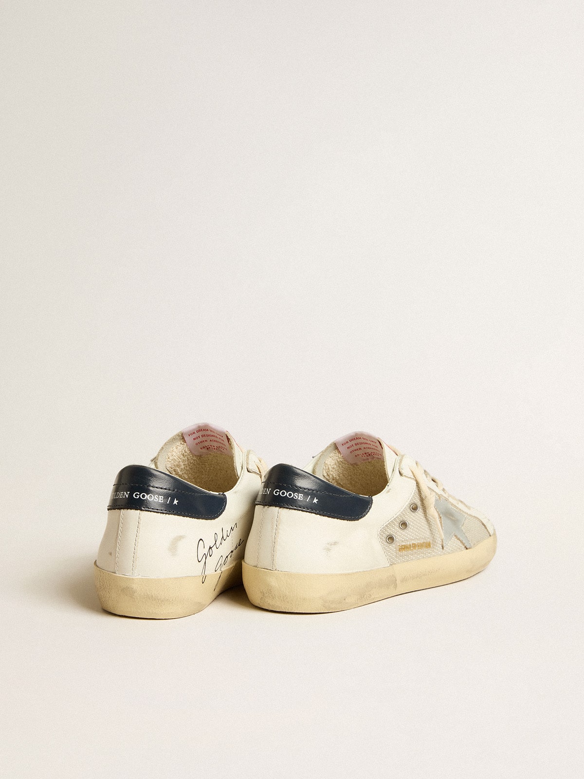 Men's Super-Star LTD in mesh and leather with silver star and blue heel tab - Golden Goose Men