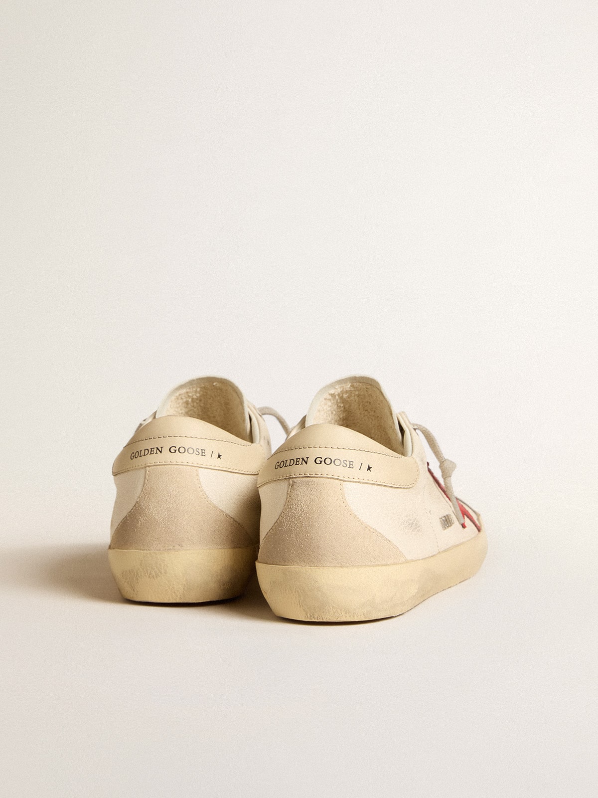 Men's Super-Star in nappa with red star and cream leather heel tab - Golden Goose Men