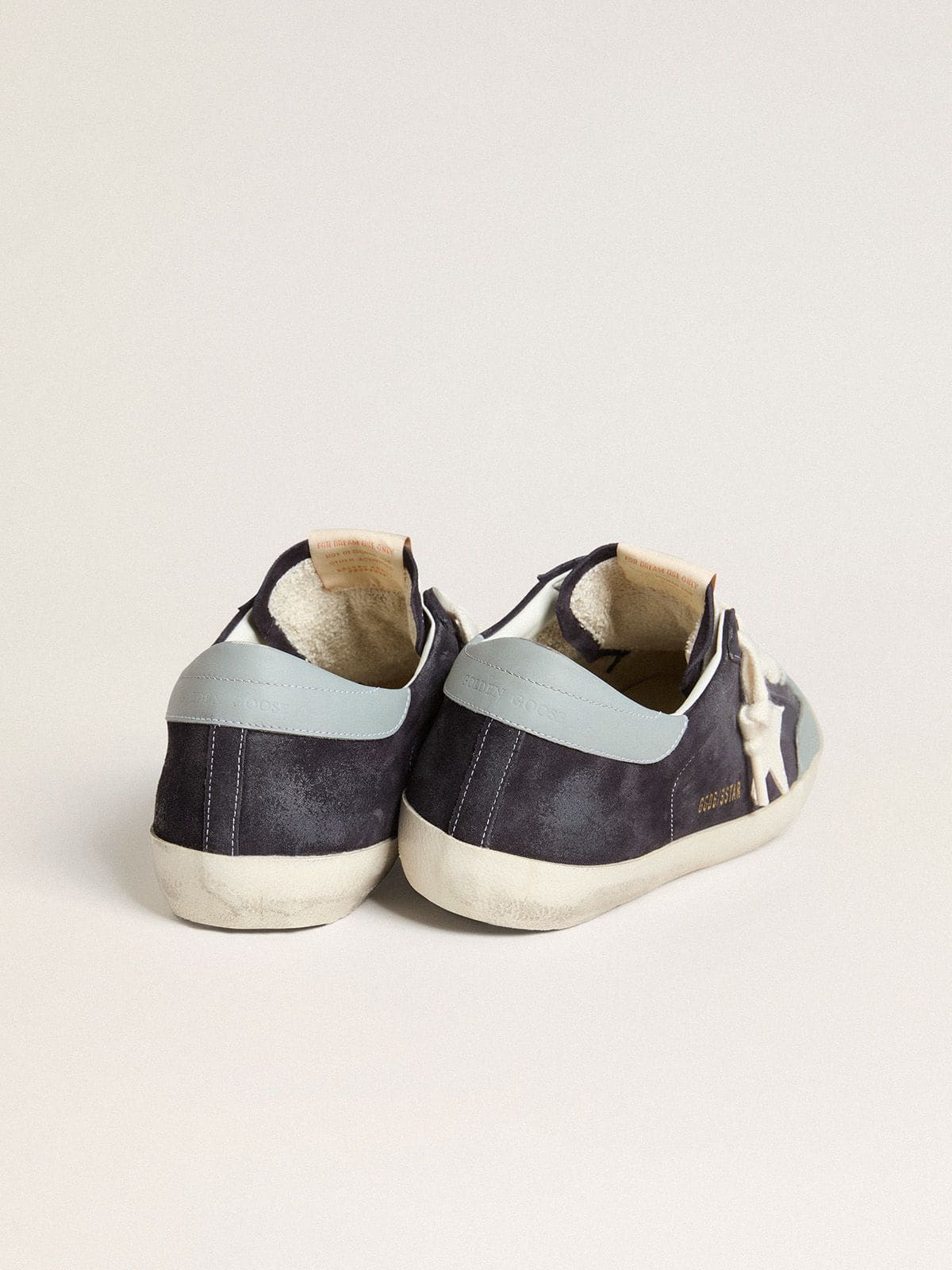 Men's Super-Star in midnight-blue suede with white leather star and light blue leather heel tab - Golden Goose Men