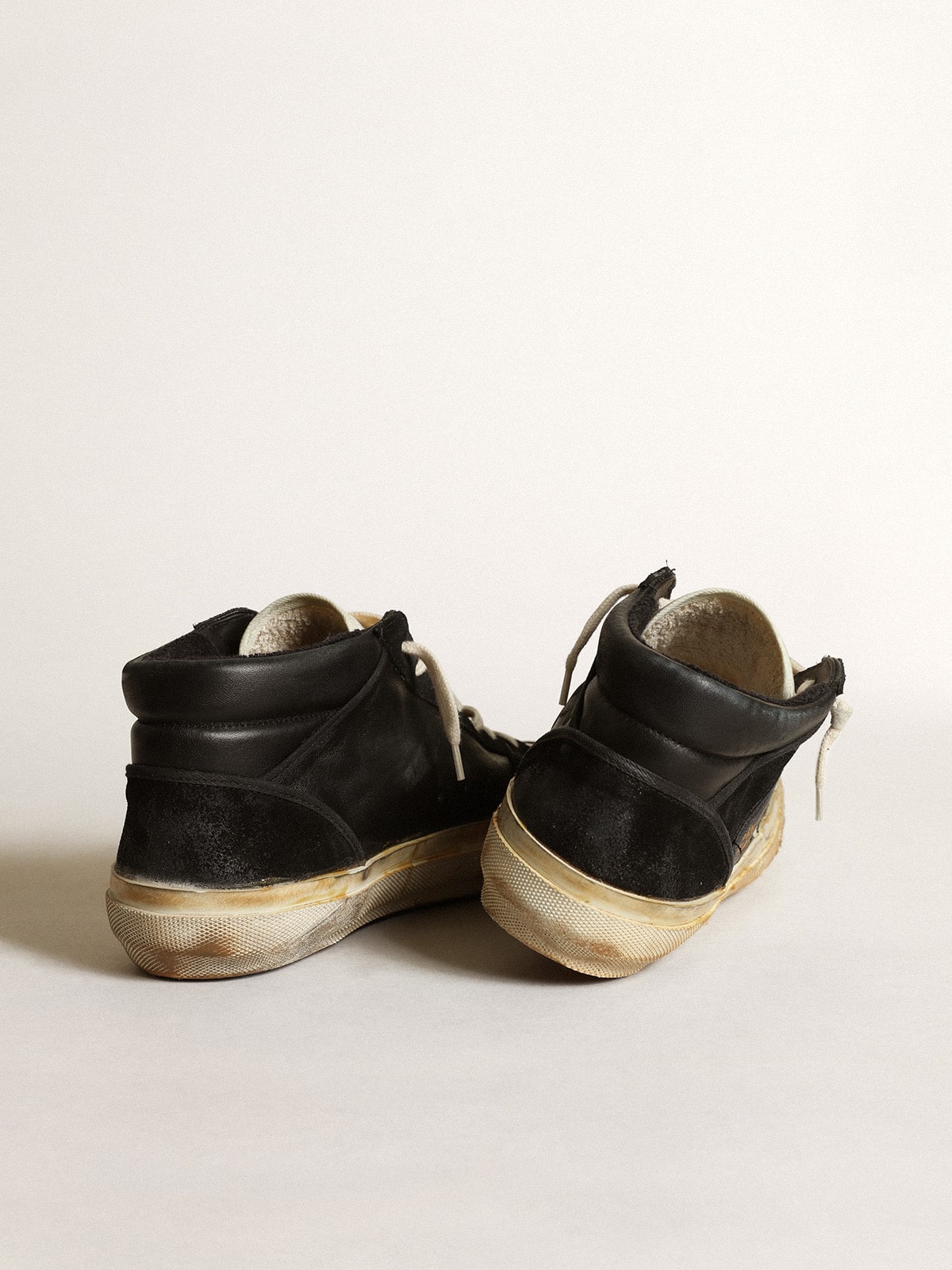 Men’s Mid Star in black nappa and suede with white leather star - Golden Goose Men