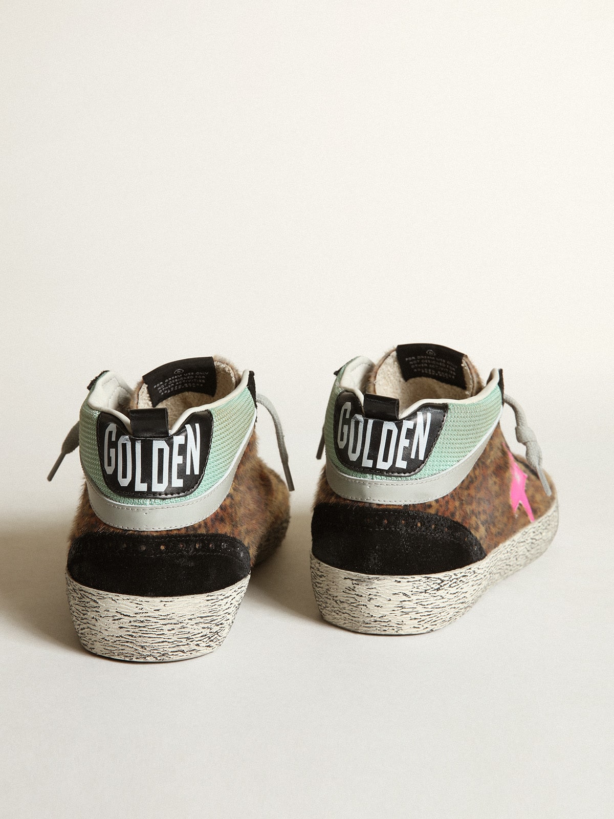 Mid Star in leopard-print pony skin with fuchsia leather star - Golden Goose Men