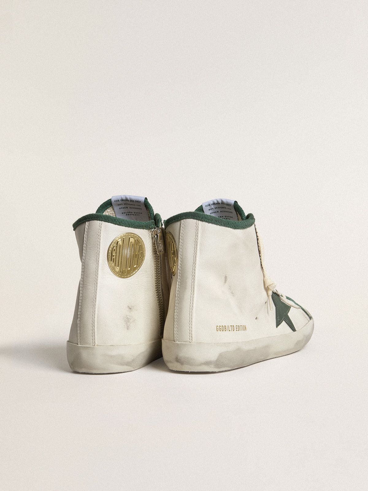 Men's Francy LTD in white nappa leather with green rubber star - Golden Goose Men