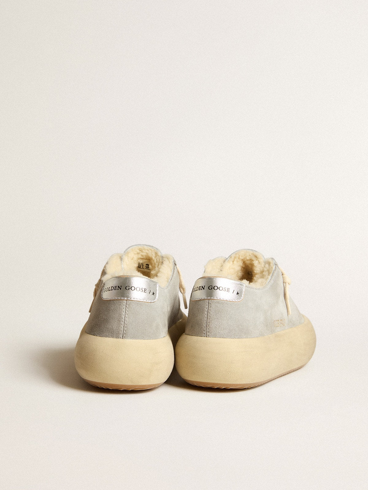 Men’s Space-Star shoes in ice-gray suede with shearling lining - Golden Goose Men