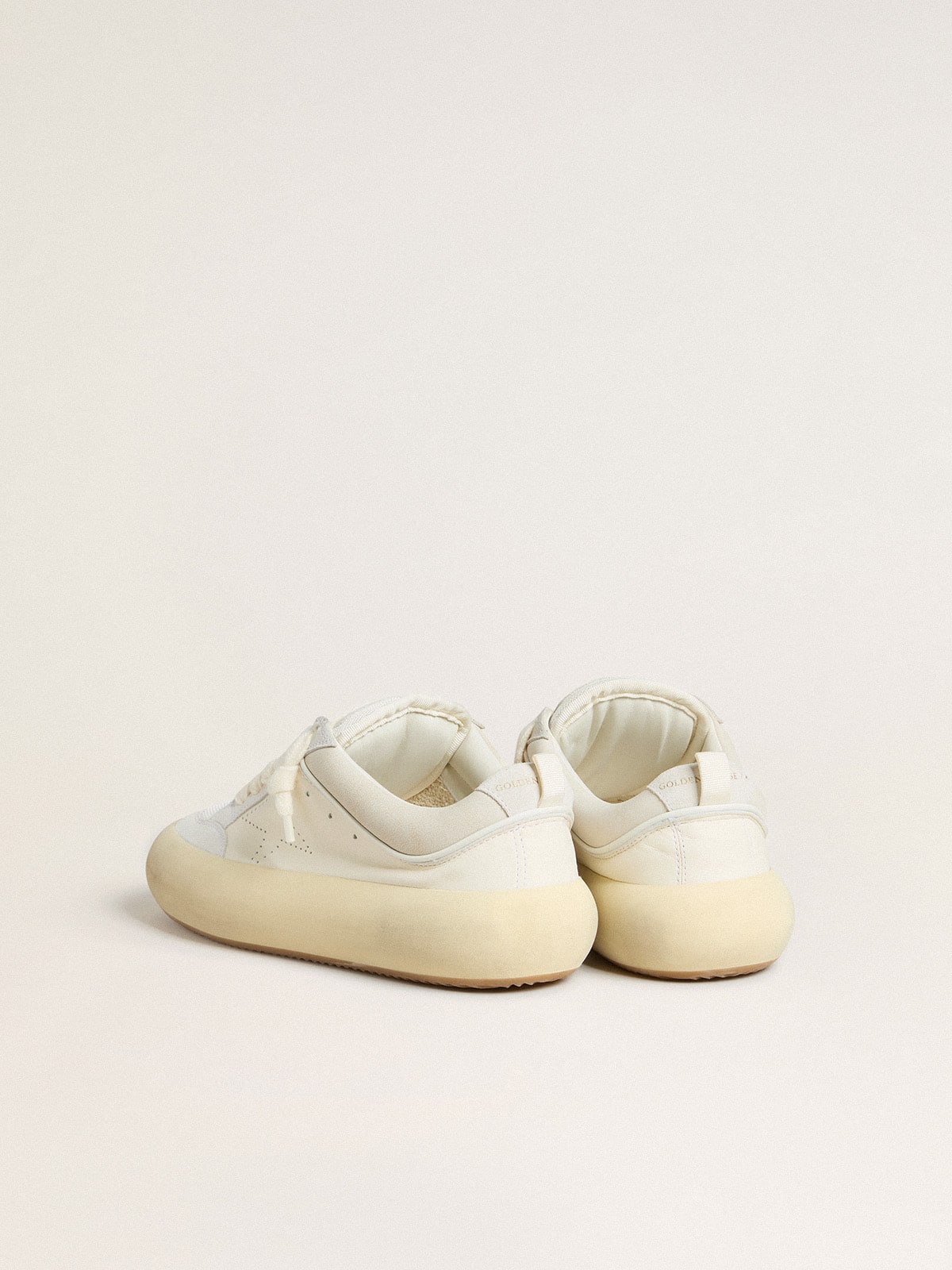 Men's Space-Star Cube in white leather with perforated star - Golden Goose Men