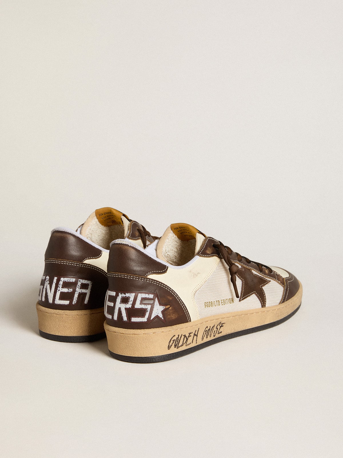 Men's Ball Star in nappa and mesh with suede star and brown leather inserts - Golden Goose Men