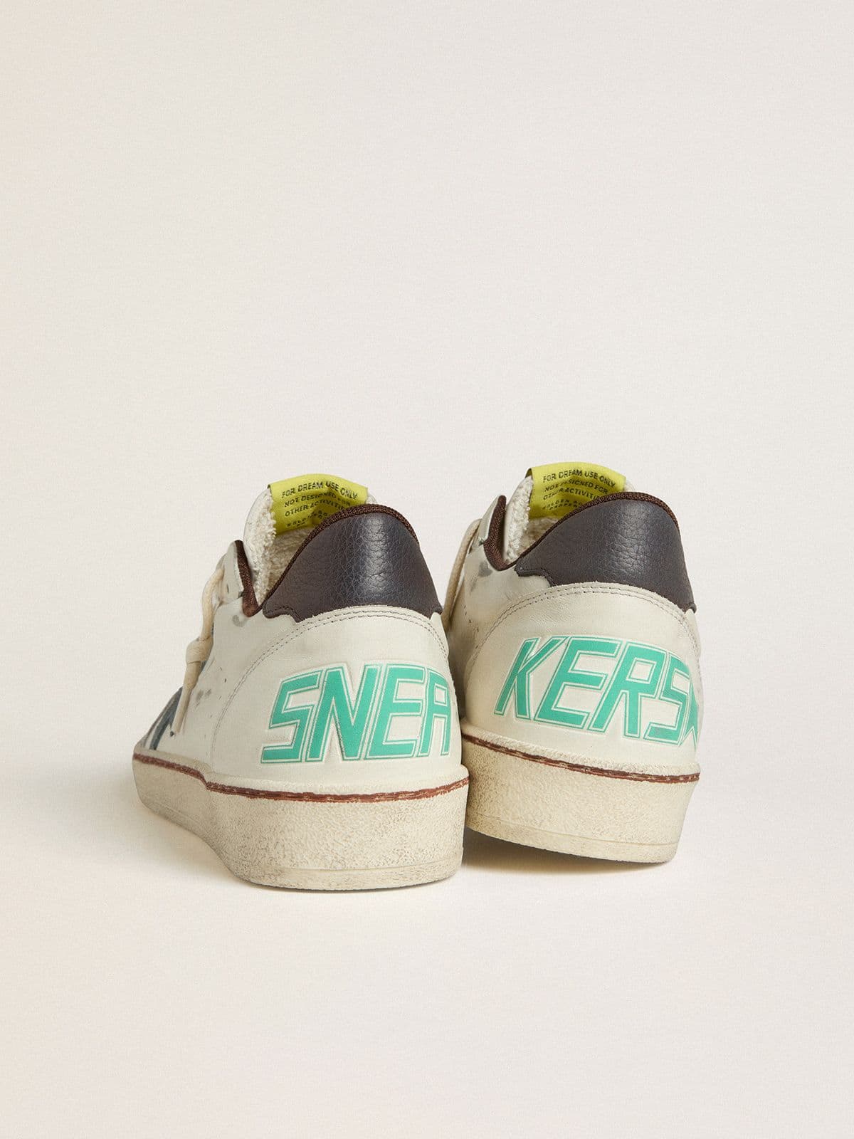 Men's Ball Star in white leather with light blue suede star and brown nubuck heel tab - Golden Goose Men