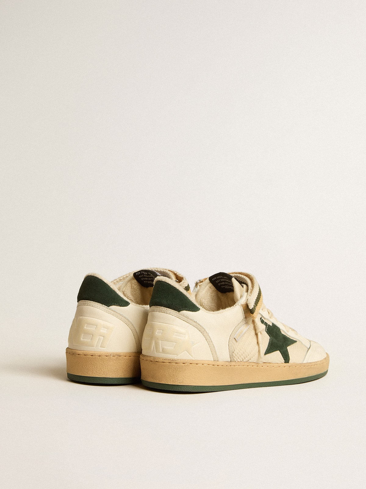 Ball Star in nylon and nappa with green suede star and heel tab - Golden Goose Men
