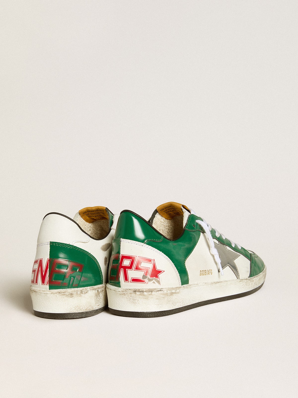 Men's Ball Star LAB in green and white leather with silver star - Golden Goose Men