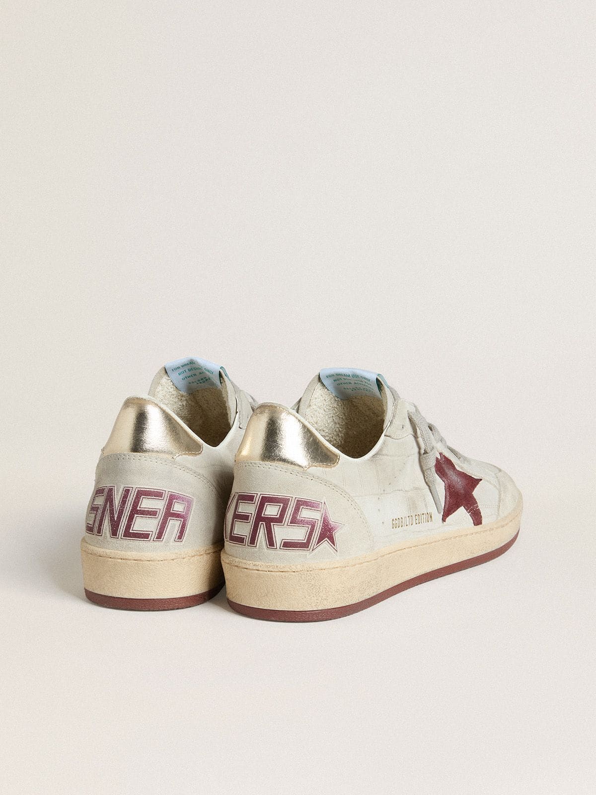 Men's Ball Star in crocodile-print nubuck with burgundy suede star - Golden Goose Men