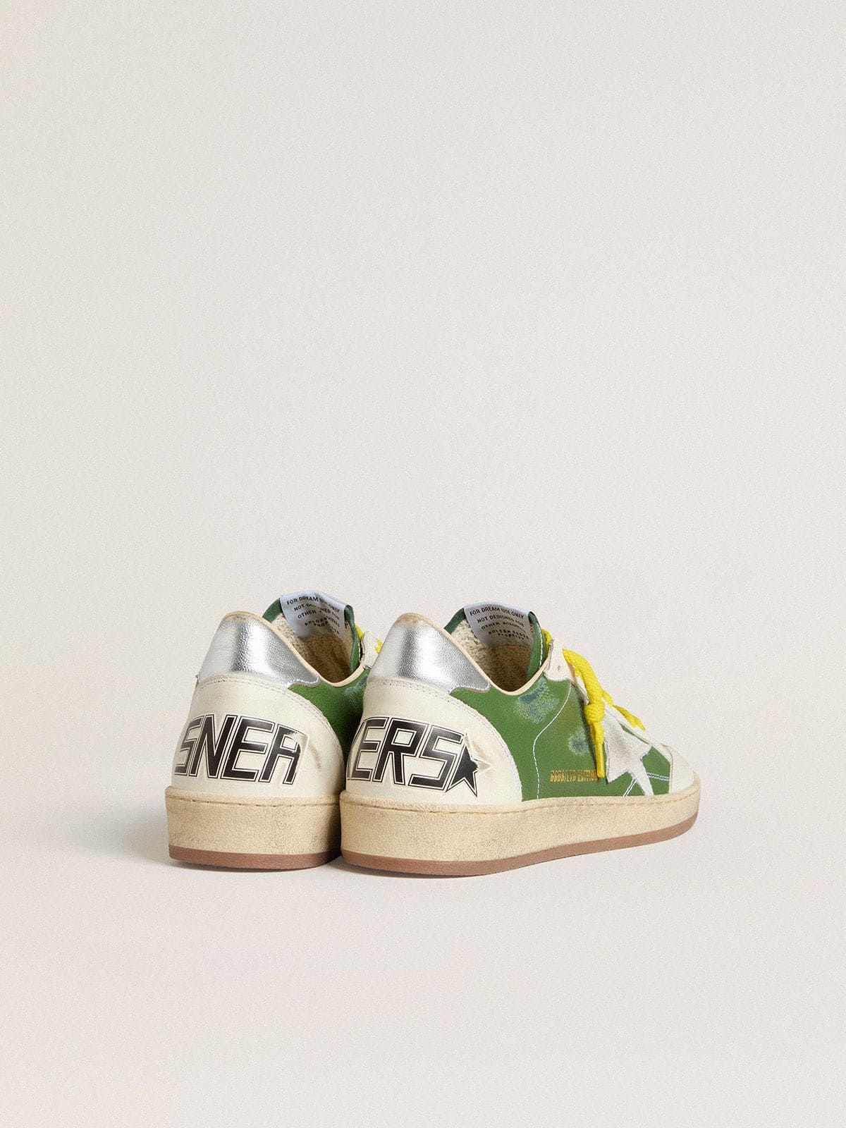 Ball Star LTD in green nappa leather with white suede star and metallic silver leather heel tab - Golden Goose Men