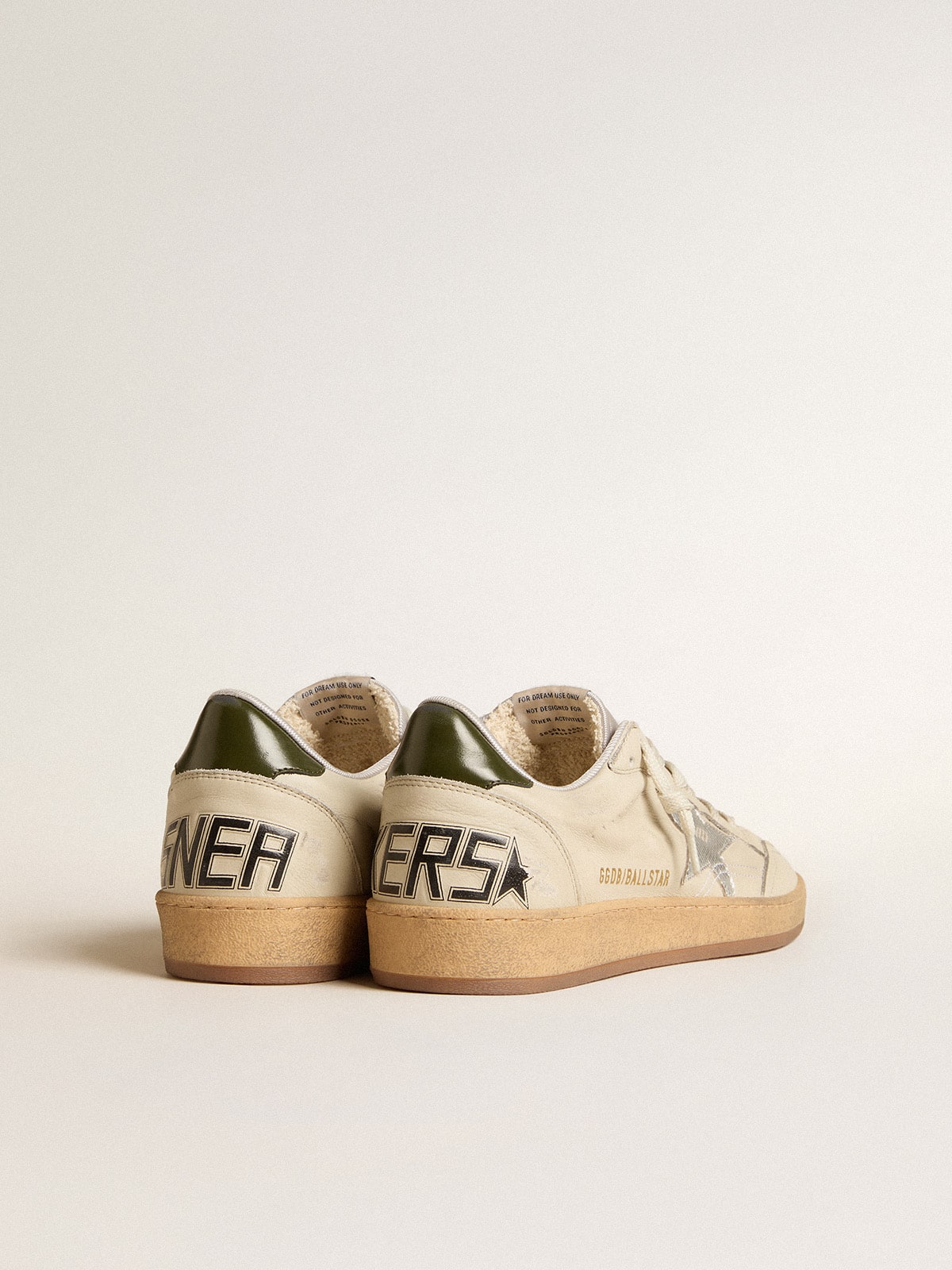 Men's Ball Star with silver leather star and green leather heel tab - Golden Goose Men