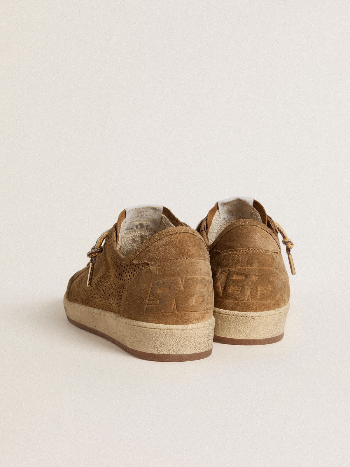 Men's Ball Star with perforated tobacco-colored suede upper and tone-on-tone star - Golden Goose Men