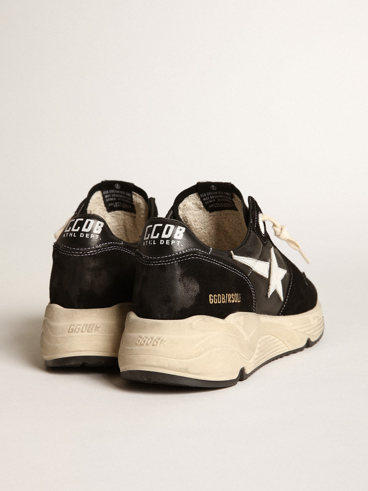 Men’s Running Sole in black nappa leather and suede with a white star - Golden Goose Men