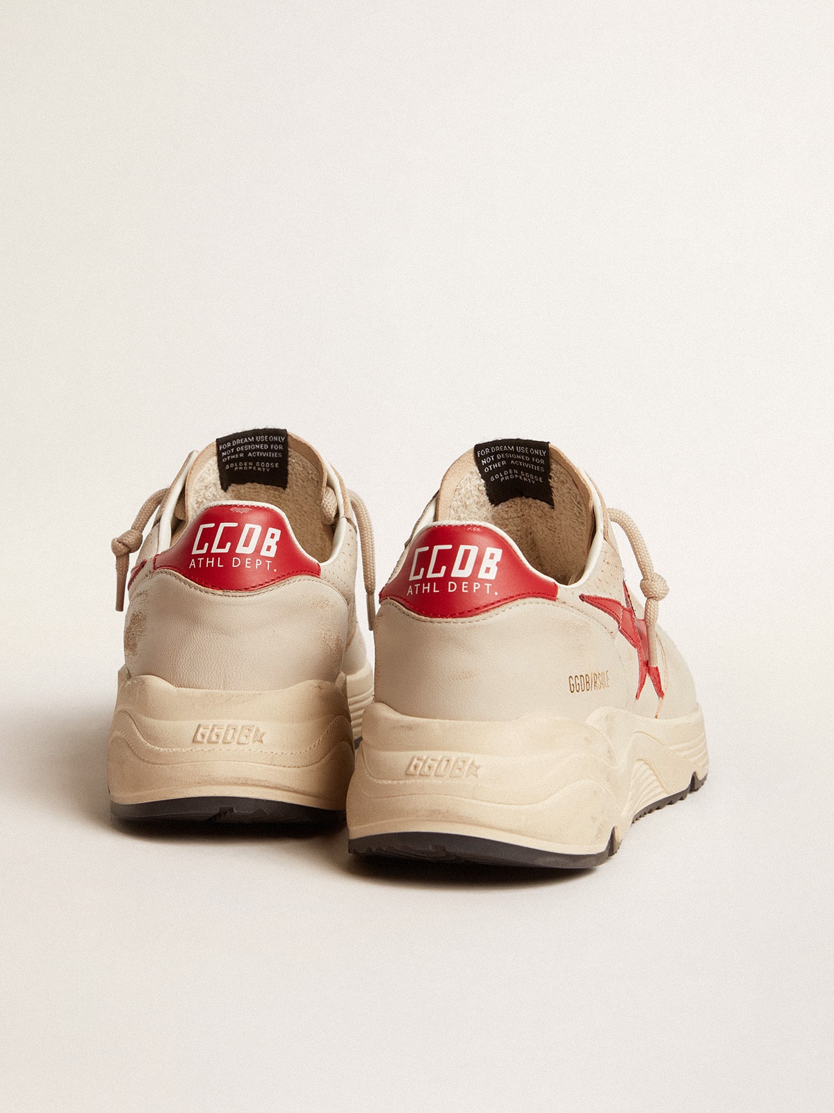 Men's Running Sole in gray nappa leather with red nappa leather star and heel tab - Golden Goose Men