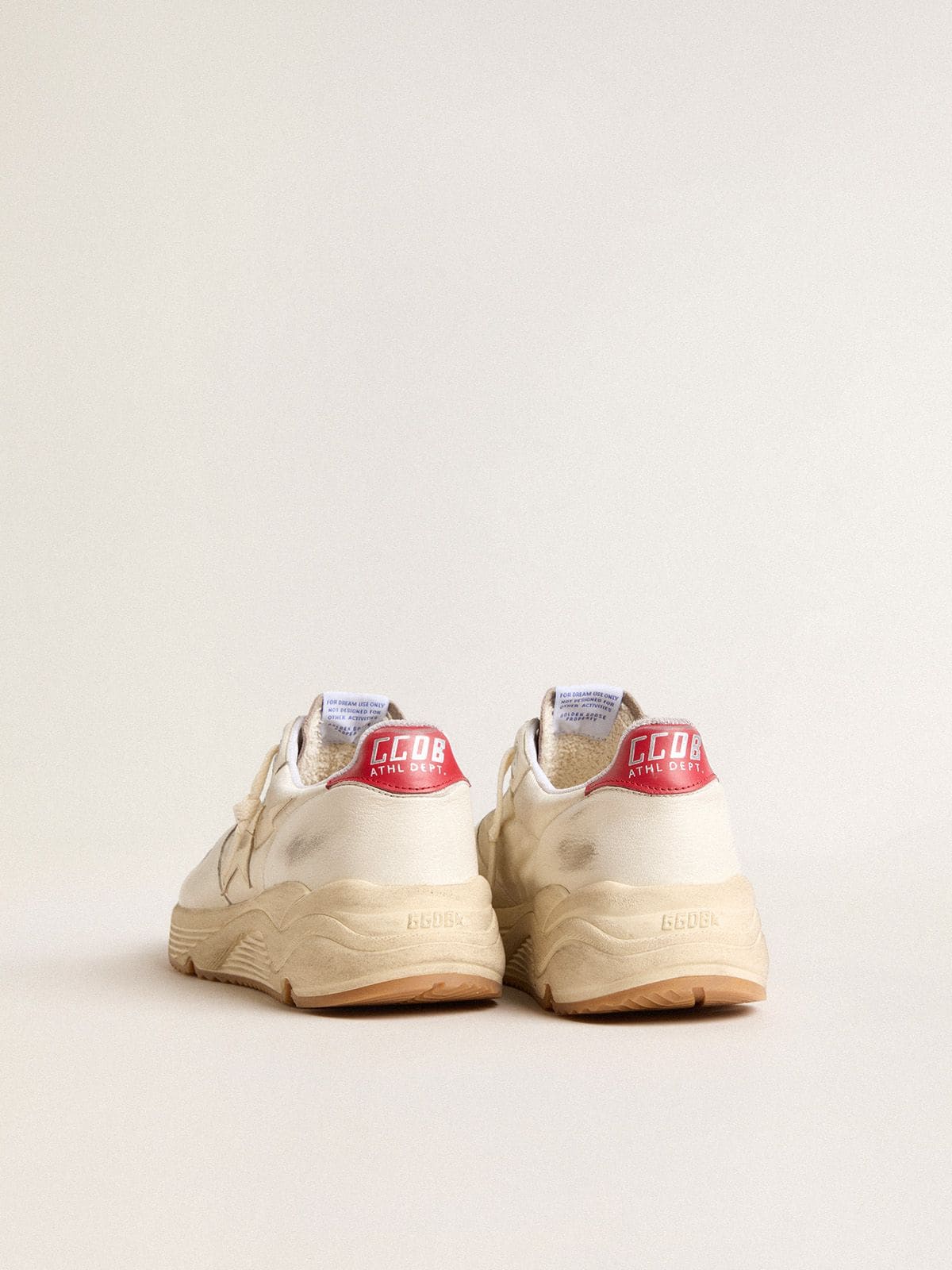Men’s Running Sole in nappa leather with beige leather star and red heel tab - Golden Goose Men