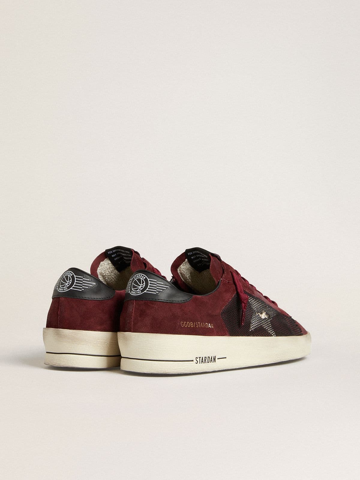 Men's Stardan in black mesh and burgundy suede with white leather star - Golden Goose Men