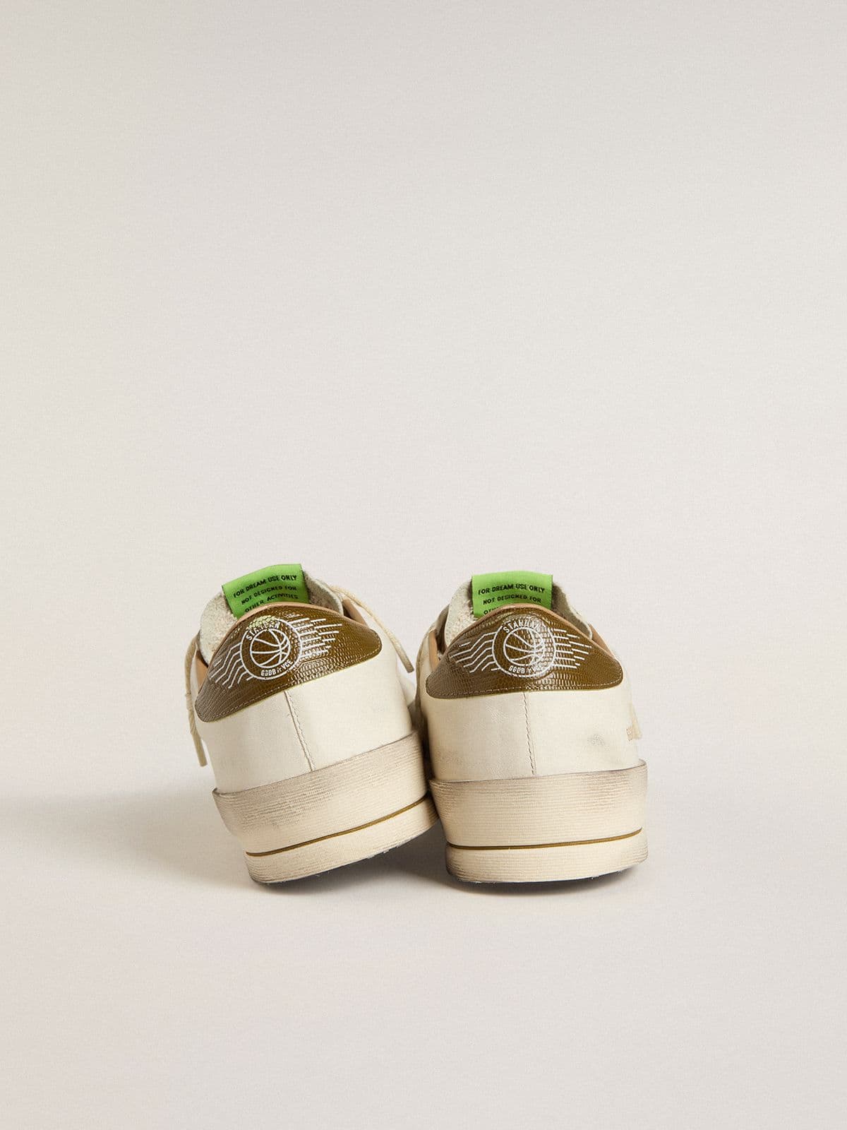Men's Stardan in white leather with military-green snake-print leather star and heel tab - Golden Goose Men