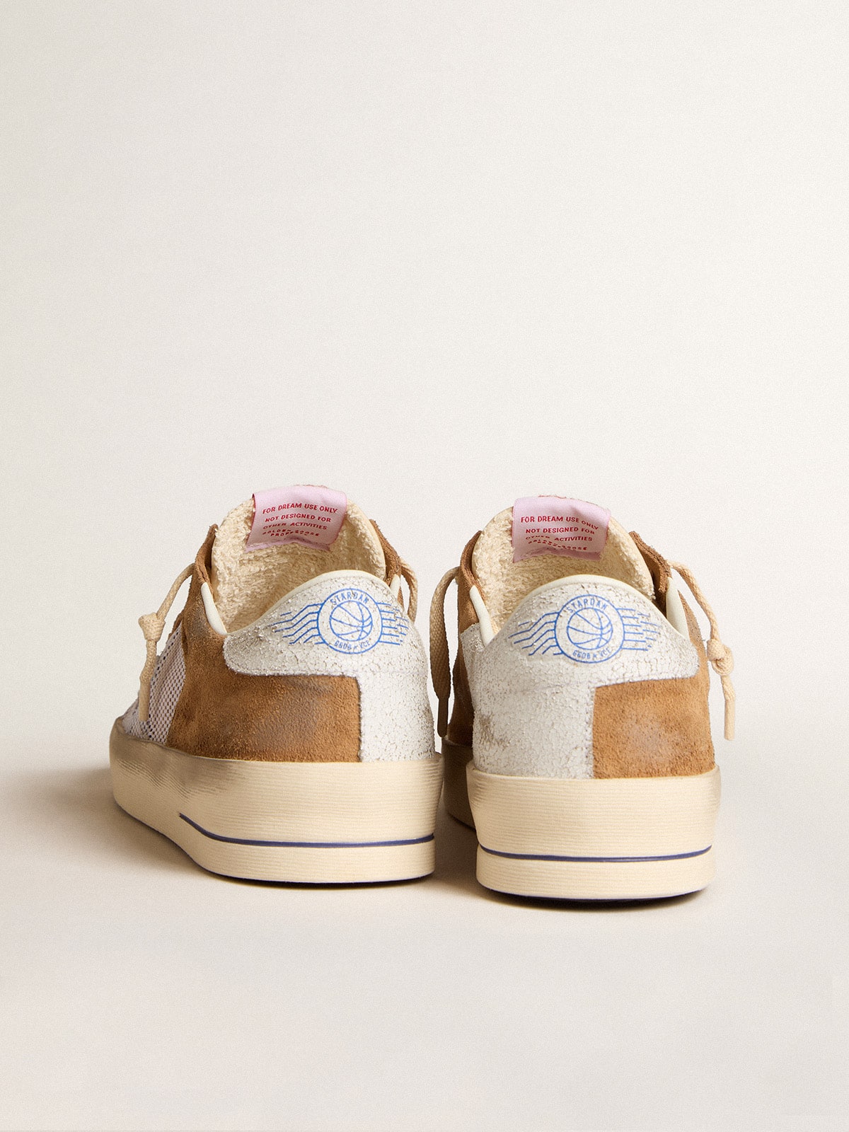 Men's Stardan LTD in tobacco suede and mesh with blue star and leather heel tab - Golden Goose Men