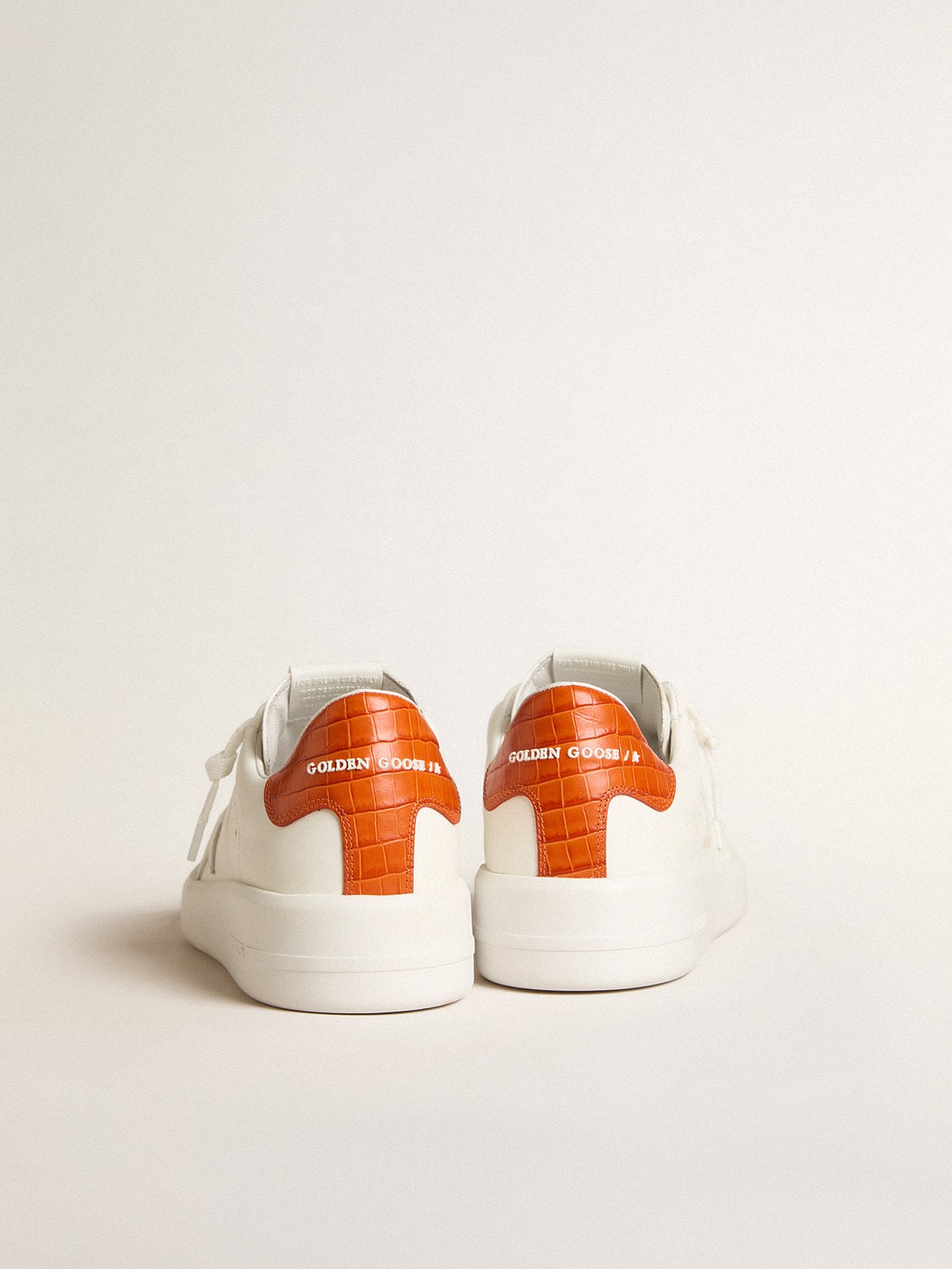 Men's Purestar with white leather star and orange heel tab - Golden Goose Men