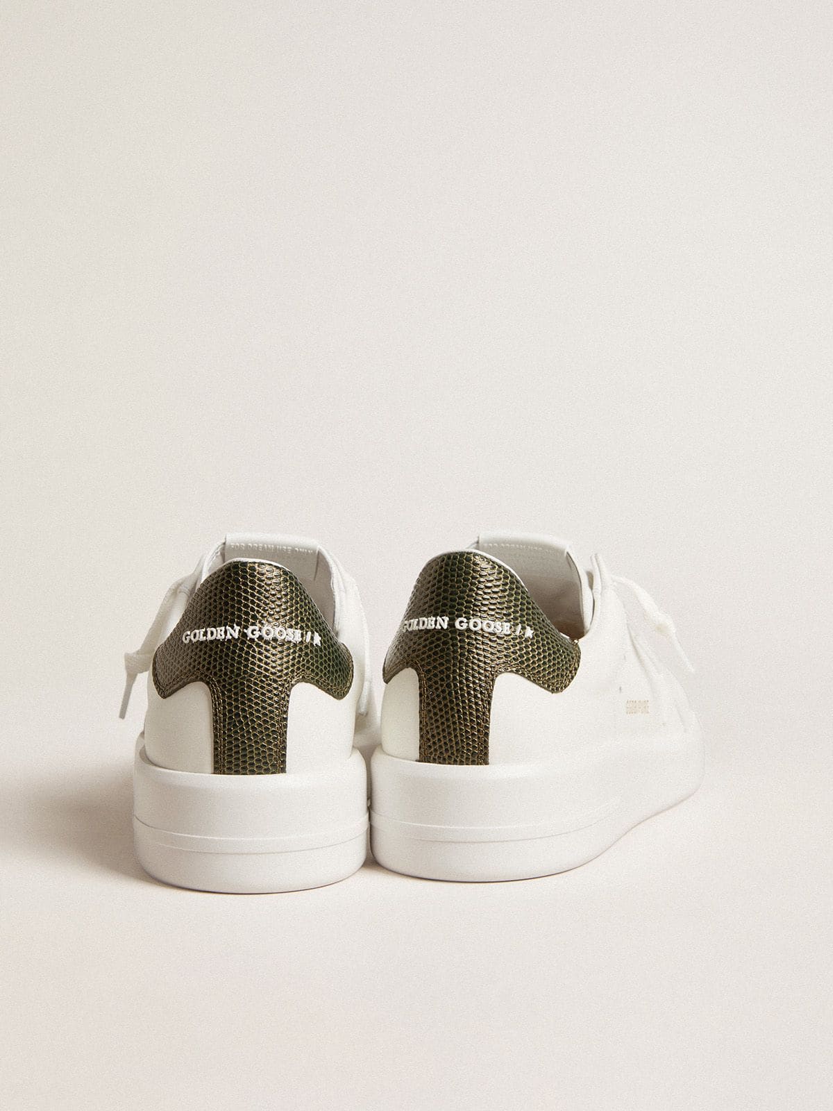 Men's Purestar with white leather star and dark green heel tab - Golden Goose Men