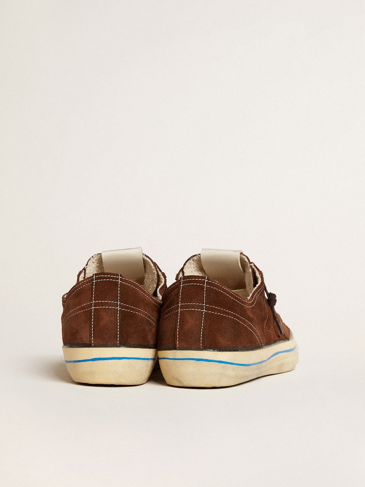 Men's V-Star LTD sneakers in dark brown suede with tone-on-tone star - Golden Goose Men